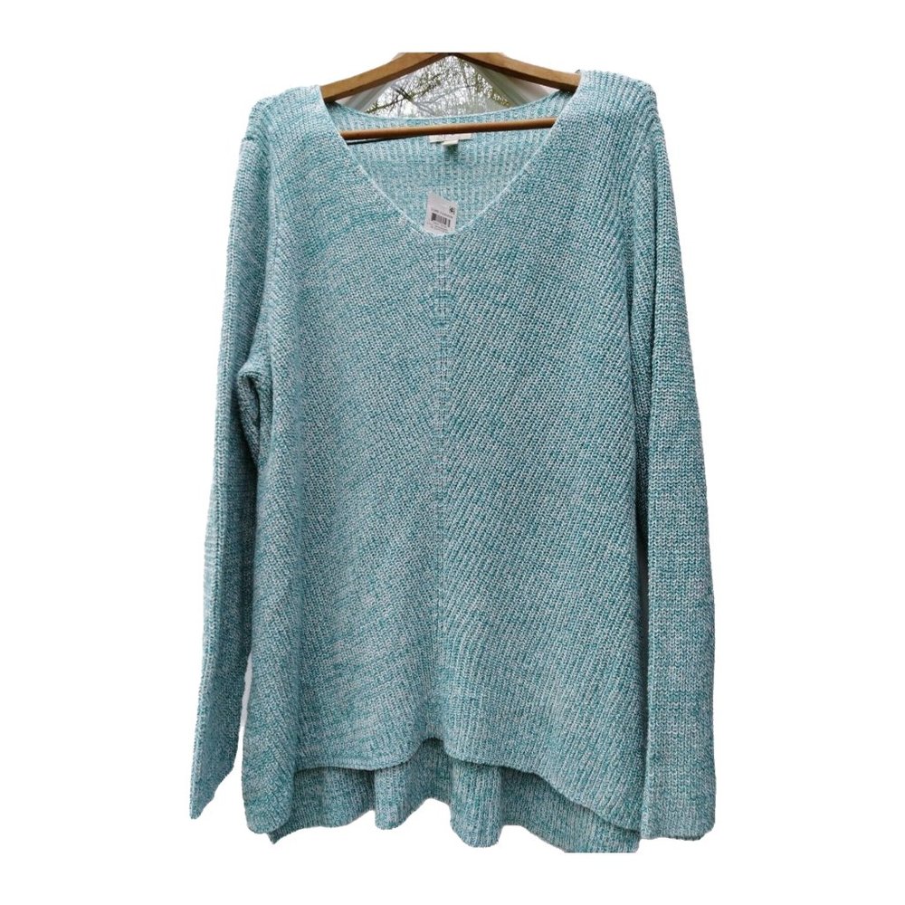 NEW Style & Co Women Plus Size 3X Sweater V-Neck Cotton Light Green Color